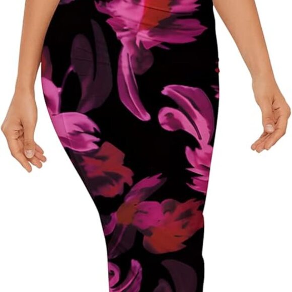 Women's Floral Ruched Bodycon Maxi Dress Sleeveless Crew Neck Summer - Picture 1 of 7